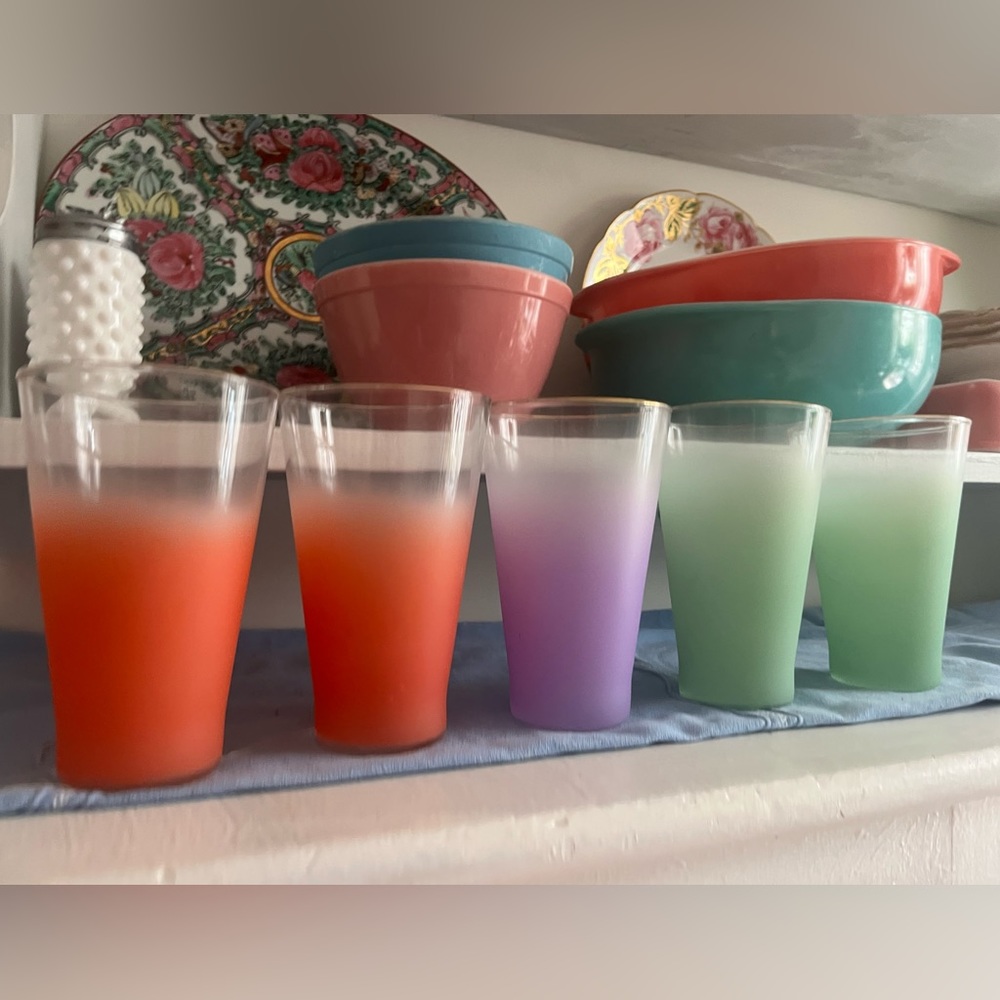 Vintage MCM frosted drinking glasses
